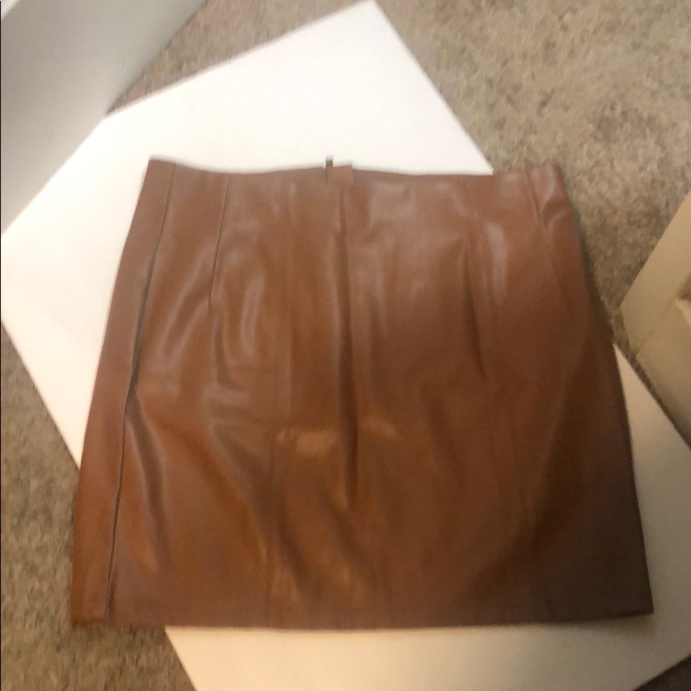 Brown Mini Faux Leather Pencil Skirt for Work